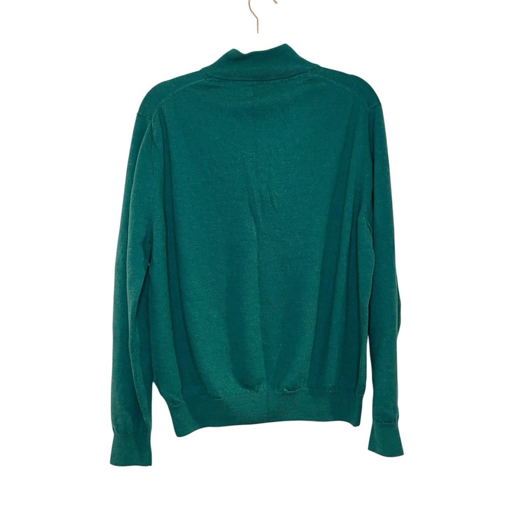 Brooks Brothers 346 Sweater Mens XL Green 100% Extra Fine Merino Wool 1/4 Zip - Picture 2 of 5